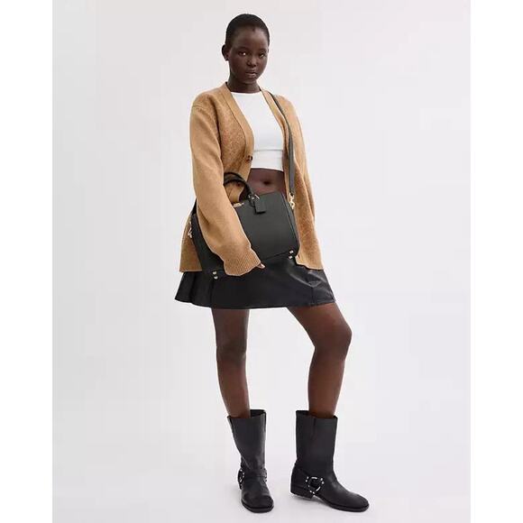 NWT Coach Bundle signature Silk Diamond Scarf & Large rowan Satchel Leather Bag - Picture 16 of 16